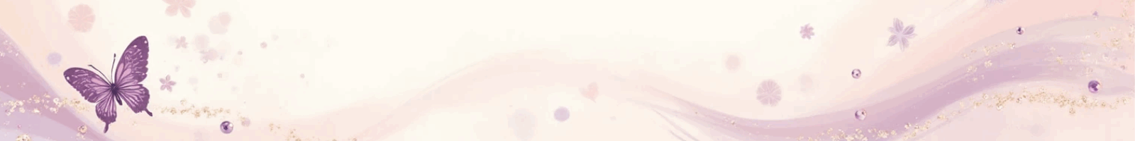 “Elegant website banner with purple butterfly, gold accents, and soft blush and lavender floral swirls on a cream background – Lil’ Mama’s Creations branding.”